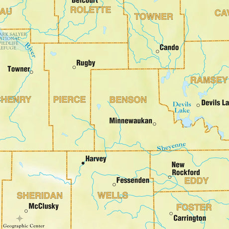 North Dakota Shaded Relief State Wall Map - Ultimate Globes - POD - KA - S - ND - SHR - 38X28 - PAPER - Ultimate Globes