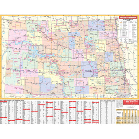 North Dakota State Wall Map - Ultimate Globes - POD - KA - S - ND - WALL - PAPER - Ultimate Globes