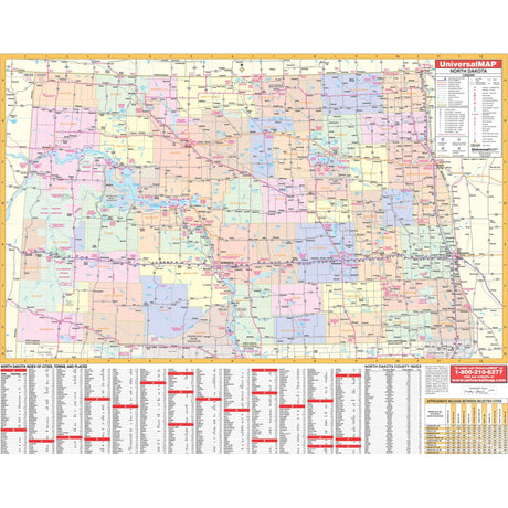 North Dakota State Wall Map - KA-S-ND-WALL-PAPER - Ultimate Globes