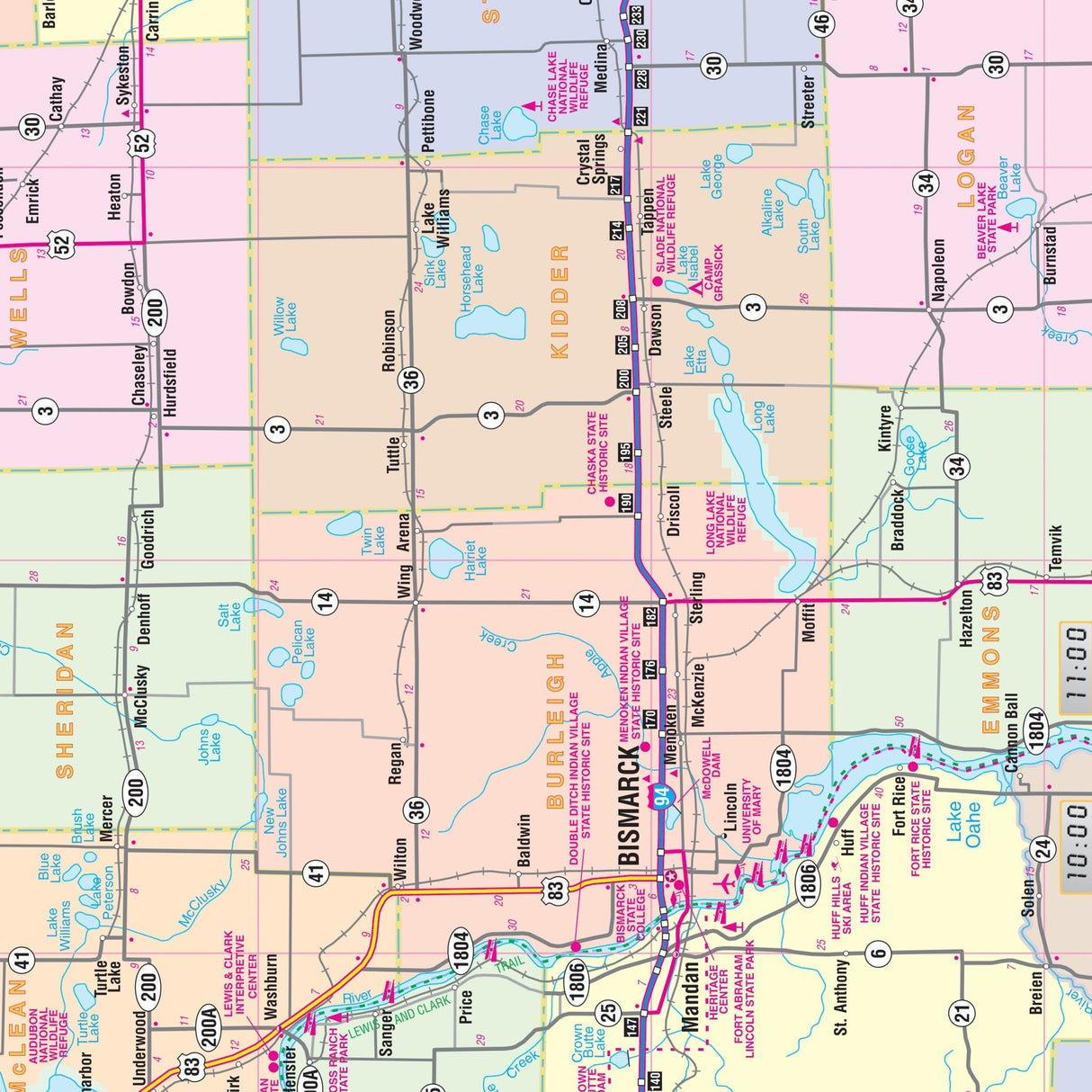North Dakota State Wall Map - KA-S-ND-WALL-PAPER - Ultimate Globes