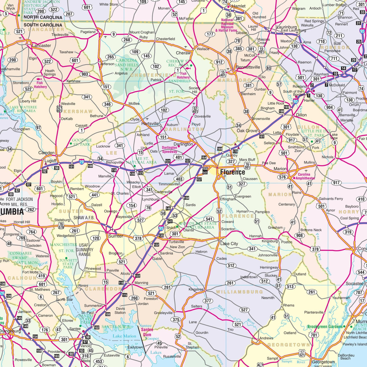 North & South Carolina Regional Wall Map - KA-R-NC-SC-PAPER - Ultimate Globes