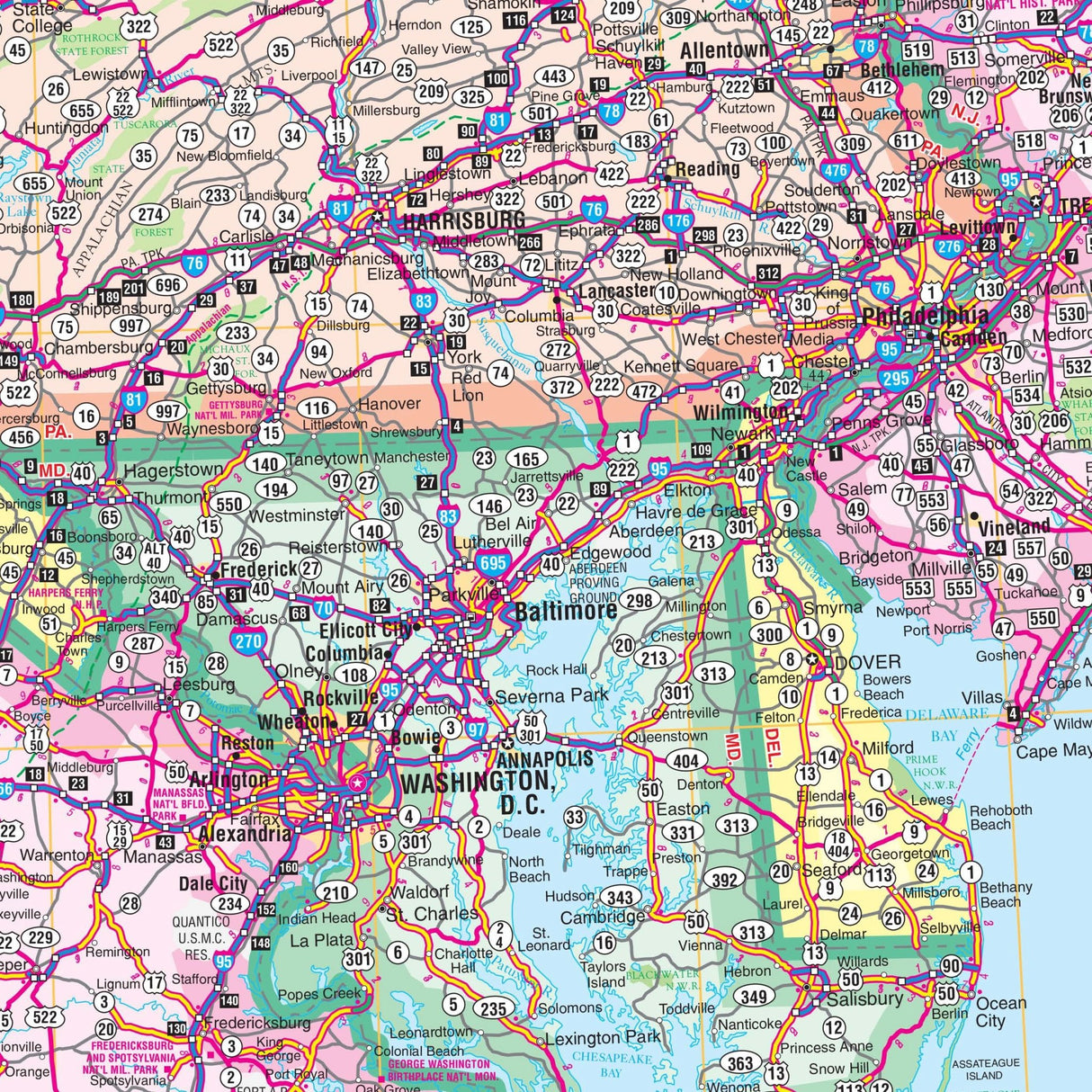 Northeast United States Regional Wall Map - KA-R-US-NORTHEAST-LAMINATED - Ultimate Globes
