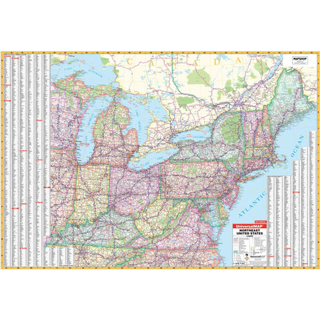 Northeast United States Regional Wall Map - Ultimate Globes - POD - KA - R - US - NORTHEAST - LAMINATED - Ultimate Globes