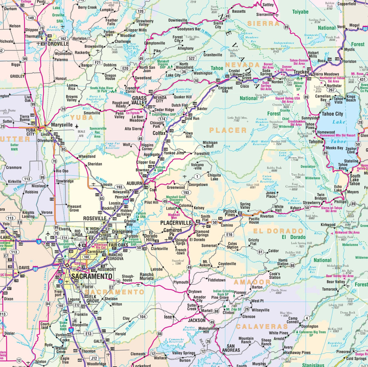 Northern California Regional Wall Map - KA-R-CA-NORTHERN-PAPER - Ultimate Globes