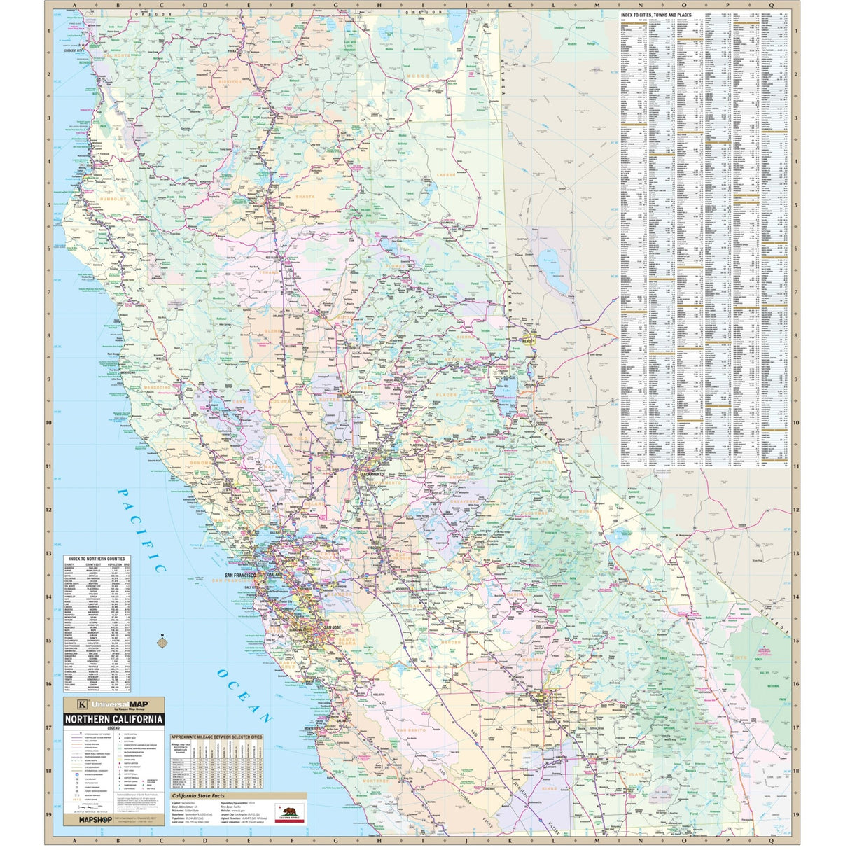 Northern California Regional Wall Map - Ultimate Globes - POD - KA - R - CA - NORTHERN - PAPER - Ultimate Globes