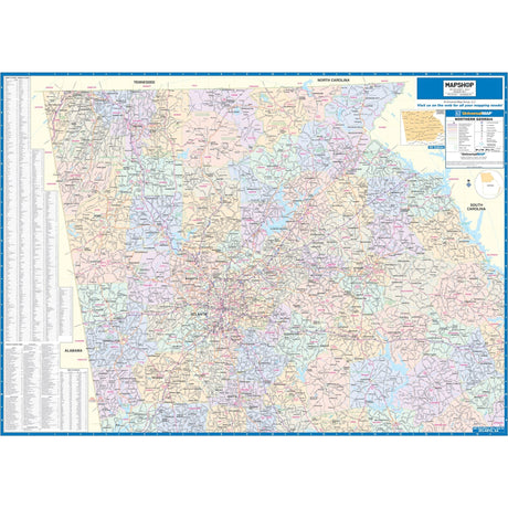 Northern Georgia Regional Wall Map - KA-R-GA-NORTHERN-PAPER - Ultimate Globes
