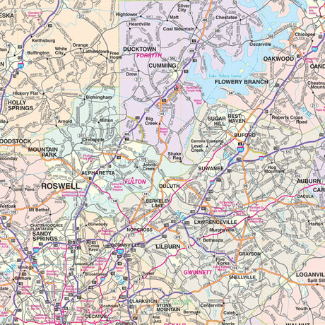 Northern Georgia Regional Wall Map - Ultimate Globes - POD - KA - R - GA - NORTHERN - PAPER - Ultimate Globes