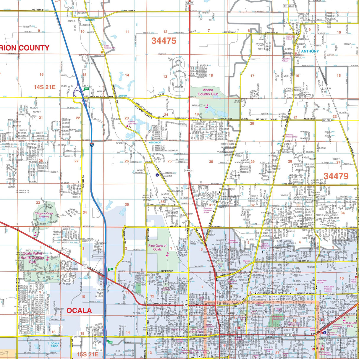 Ocala & Marion County, FL Wall Map - KA-C-FL-OCALA-LAMINATED - Ultimate Globes