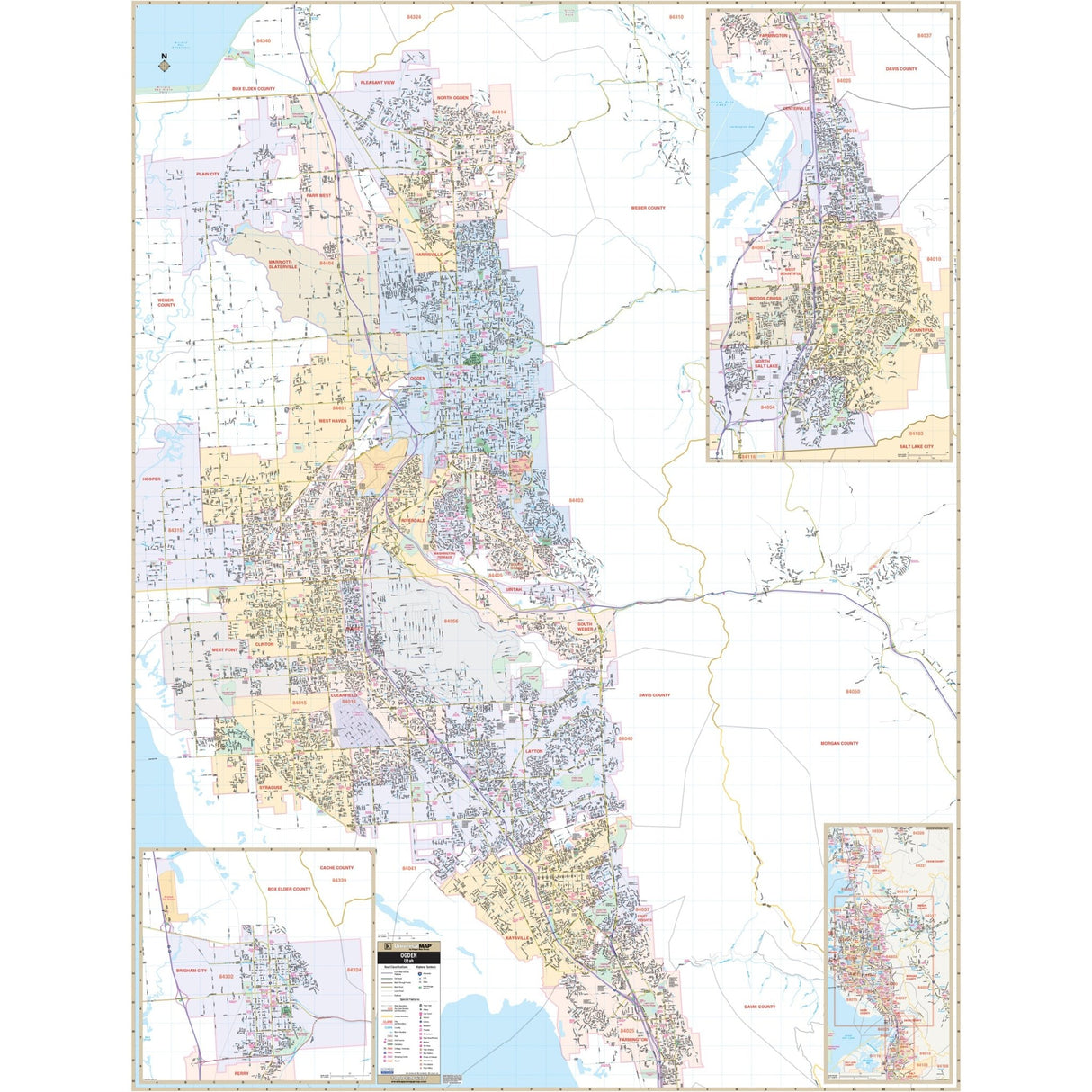 Ogden, UT Wall Map - KA-C-UT-OGDEN-PAPER - Ultimate Globes