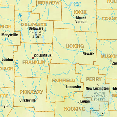 Ohio Shaded Relief State Wall Map - Ultimate Globes - POD - KA - S - OH - SHR - 28X38 - PAPER - Ultimate Globes