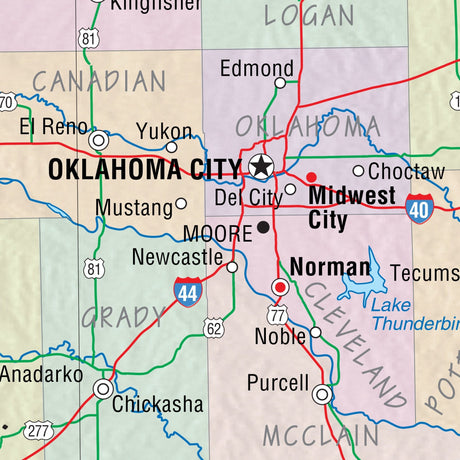 Oklahoma Primary Thematic State Wall Map - Ultimate Globes - POD - KA - S - OK - PRMRY - PAPER - Ultimate Globes