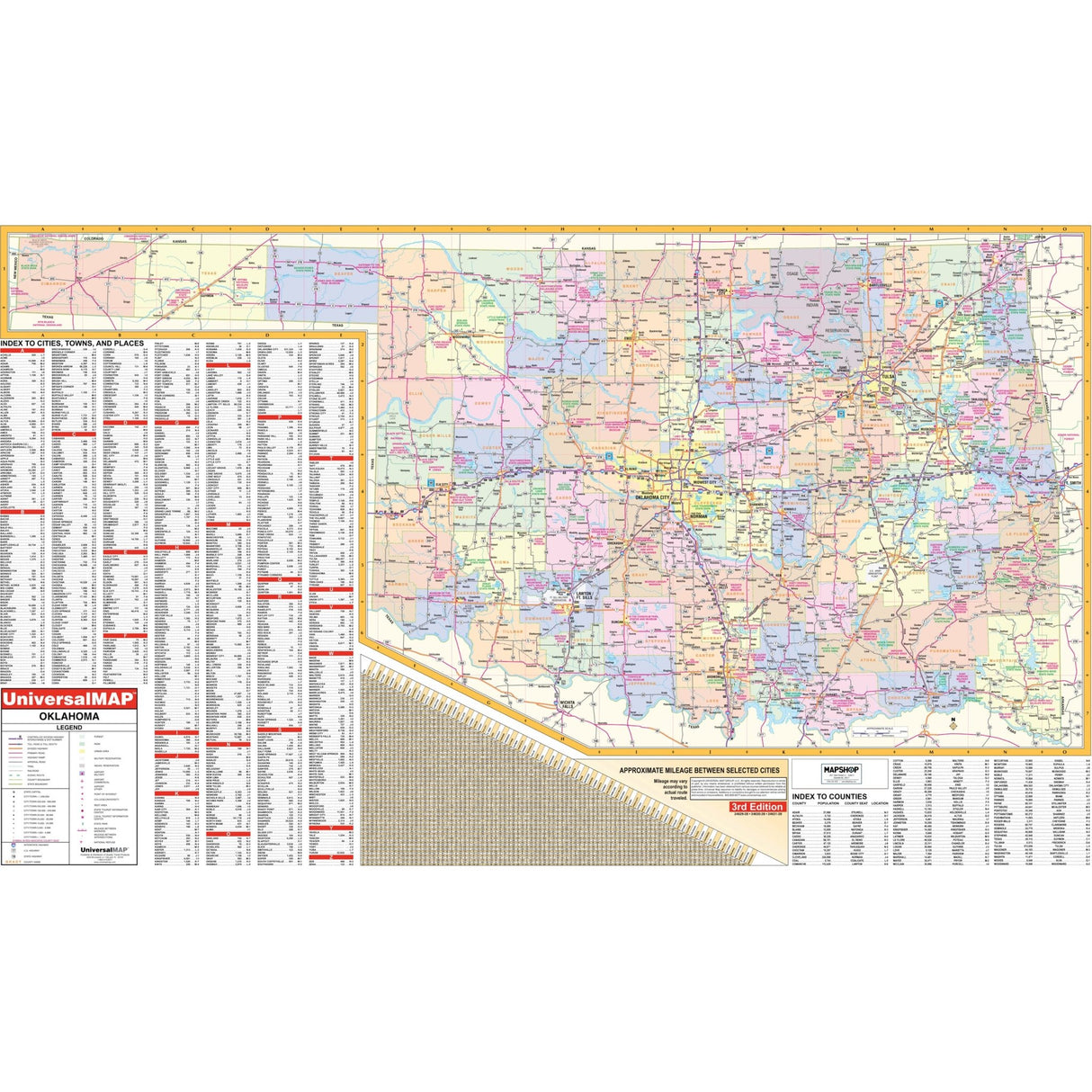 Oklahoma State Wall Map - KA-S-OK-WALL-PAPER - Ultimate Globes
