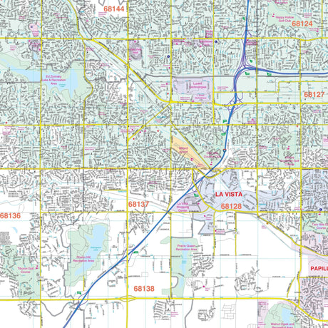 Omaha, NE & Council Bluffs, IA Wall Map - Ultimate Globes - POD - KA - C - NE - OMAHA - PAPER - Ultimate Globes