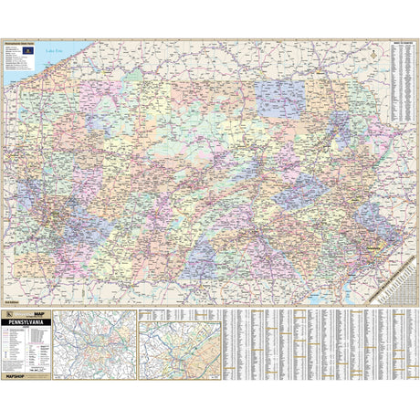 Pennsylvania State Wall Map - KA-S-PA-WALL-PAPER - Ultimate Globes