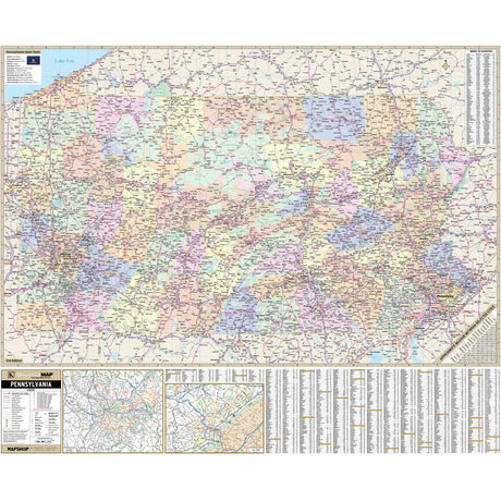 Pennsylvania State Wall Map - Ultimate Globes - POD - KA - S - PA - WALL - PAPER - Ultimate Globes