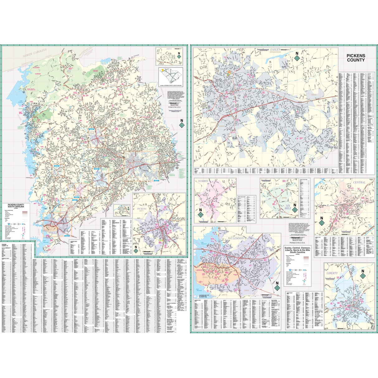 Pickens, SC Wall Map - Ultimate Globes - POD - KA - C - SC - PICKENS - PAPER - Ultimate Globes