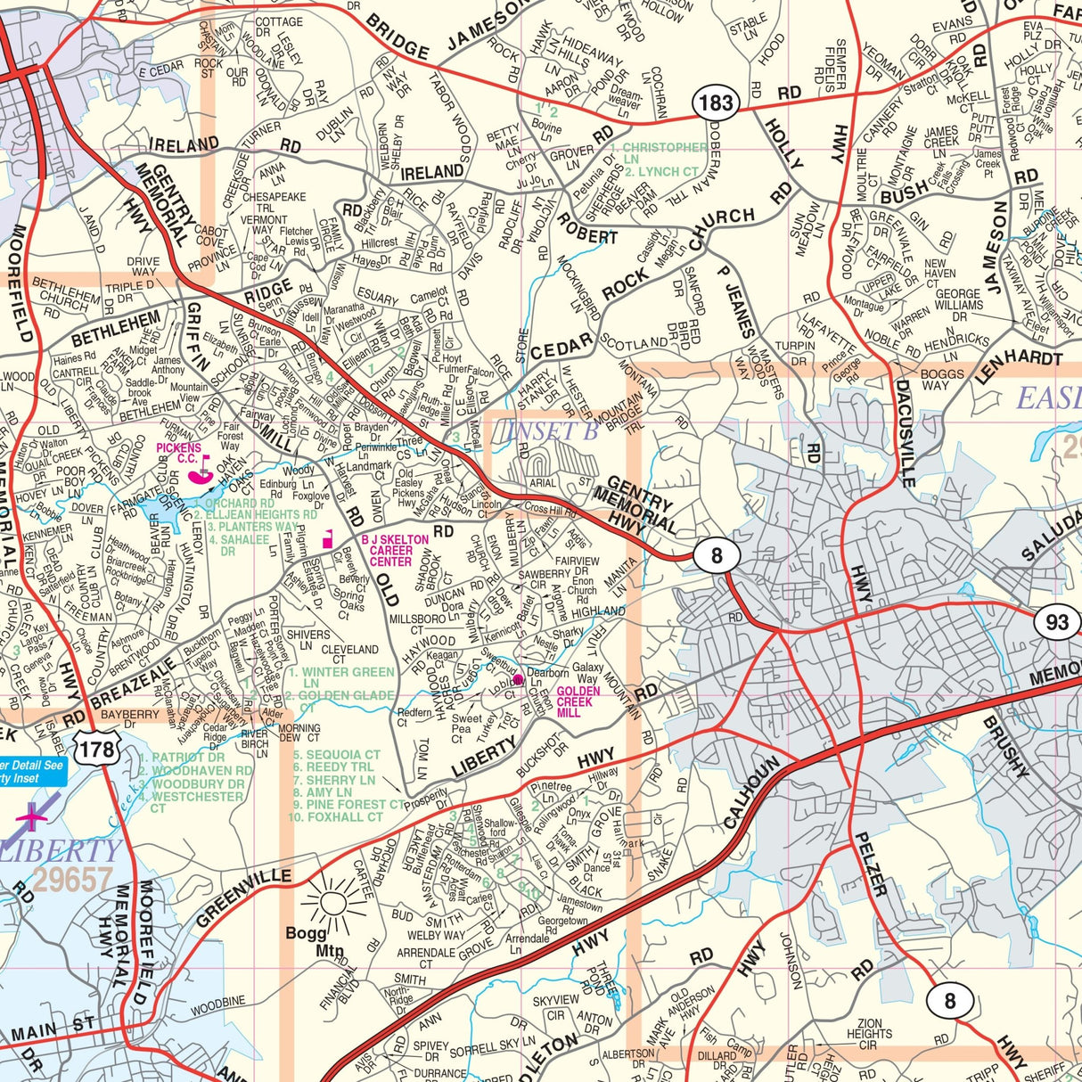 Pickens, SC Wall Map - Ultimate Globes - POD - KA - C - SC - PICKENS - PAPER - Ultimate Globes