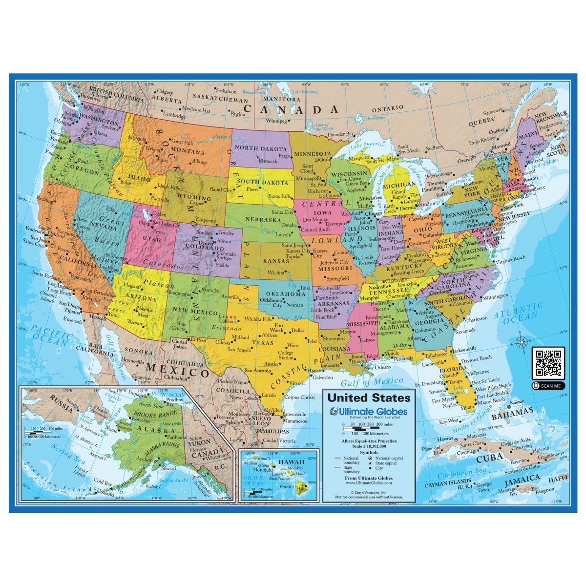 Us Map Concise Detailed Printable USA Map for Education and Geography Reference ...