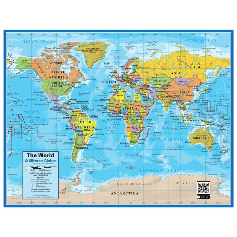 Detailed Printable World Map for Education and Geography Reference ...