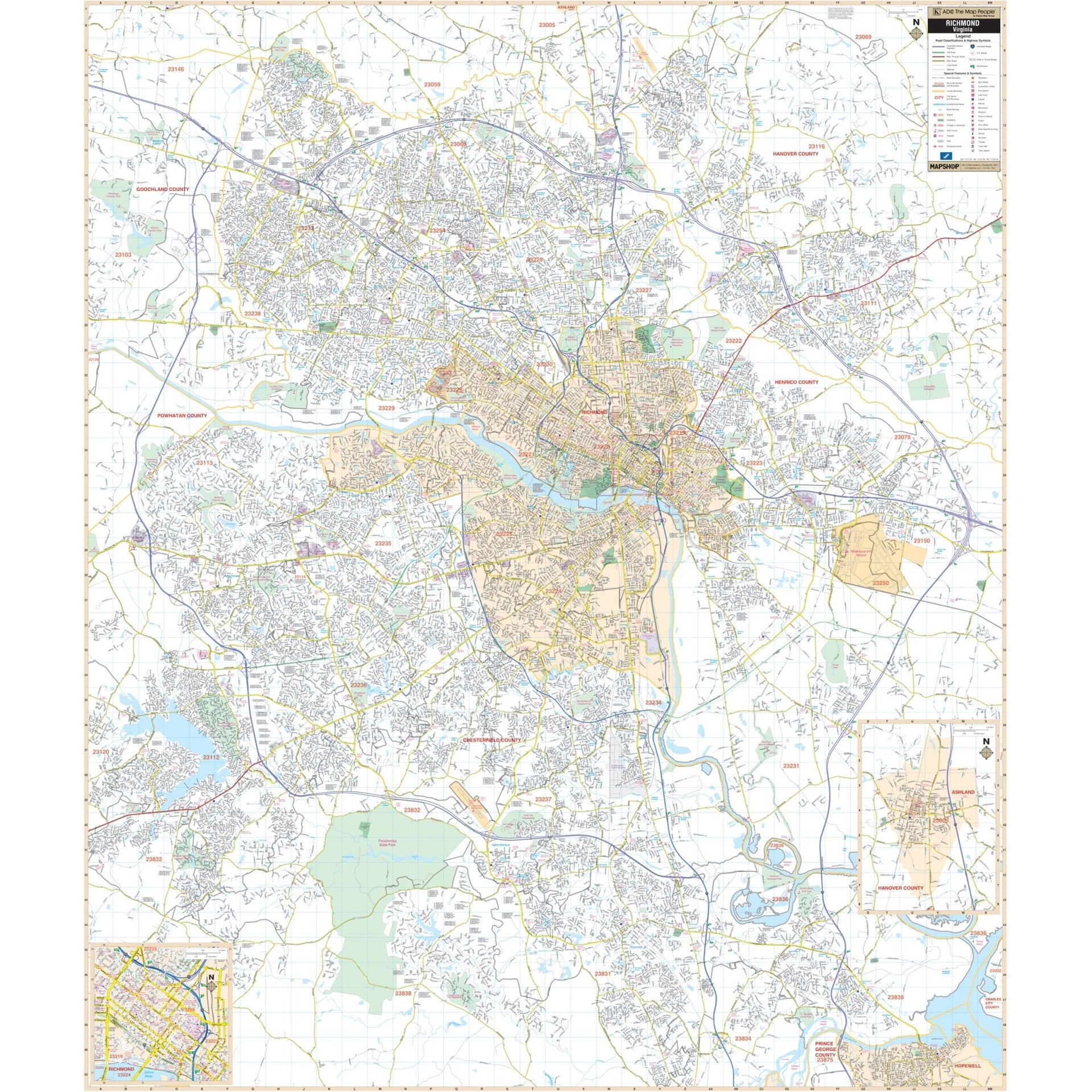 Detailed Map Of Richmond Va Richmond, Virginia Street Map GM Johnson