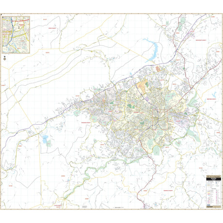 Roanoke & Salem, VA Wall Map - Ultimate Globes - POD - KA - C - VA - ROANOKE - PAPER - Ultimate Globes