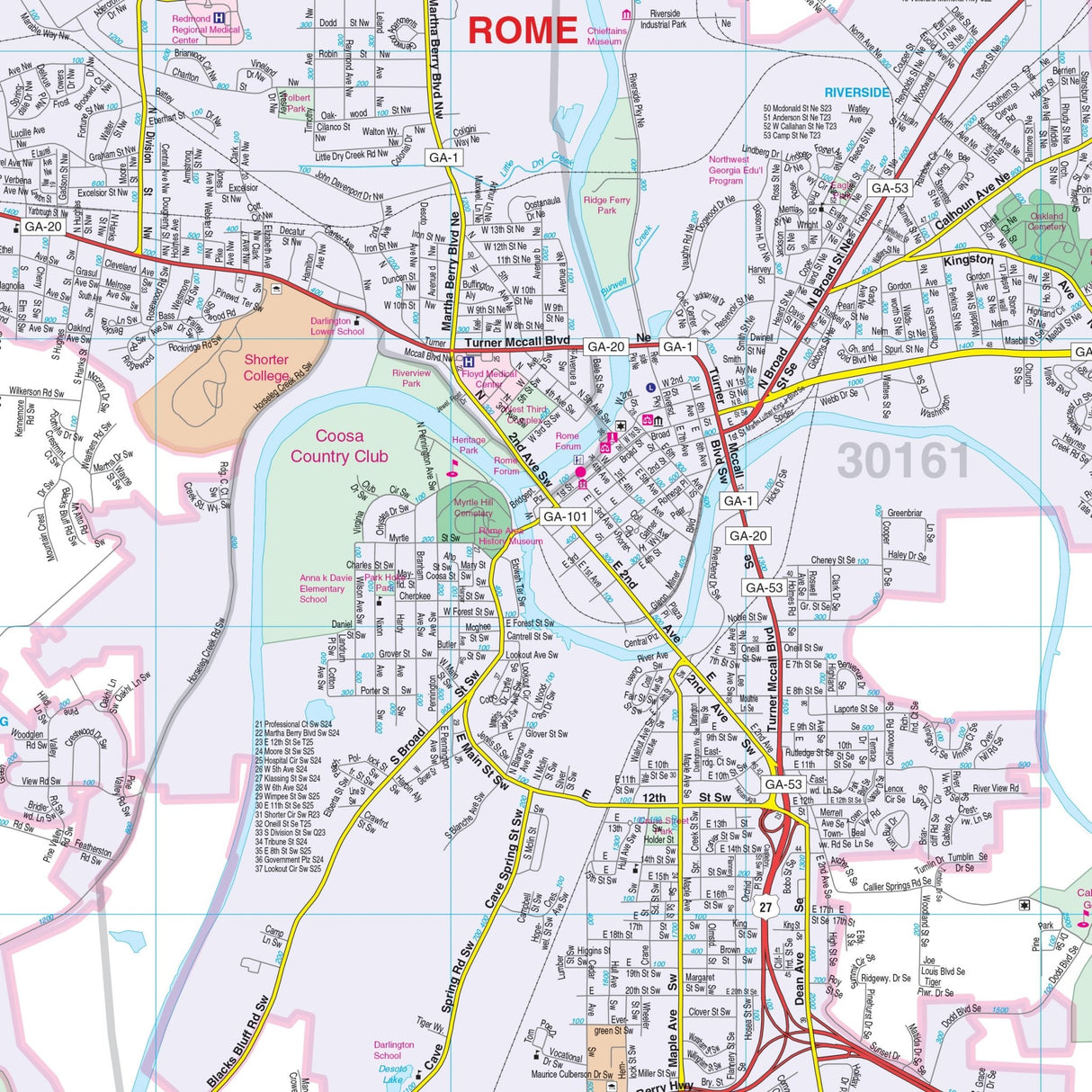 Rome & Floyd County, GA Wall Map - KA-C-GA-ROME-PAPER - Ultimate Globes