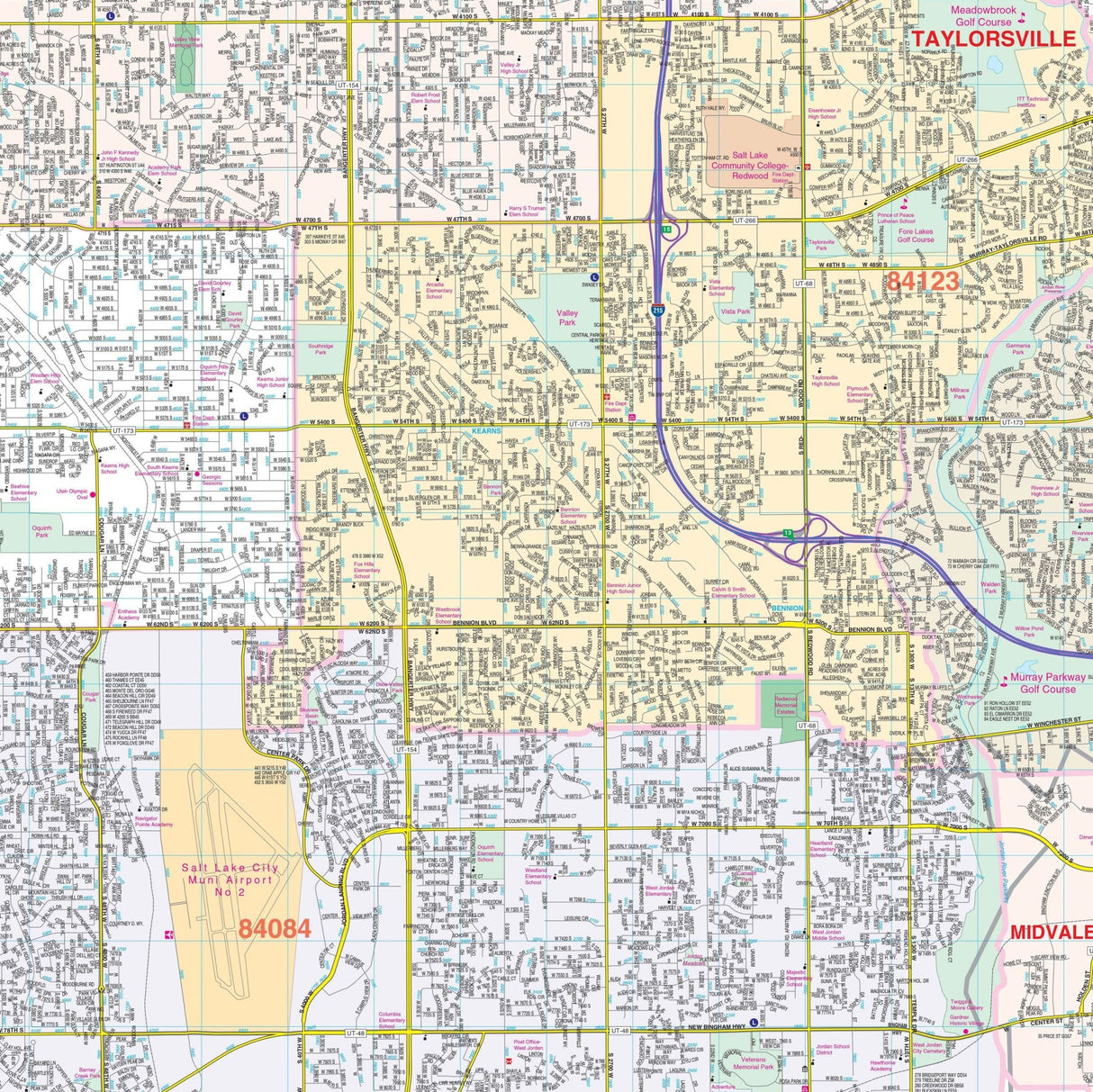 Salt Lake City, UT Wall Map - KA-C-UT-SALTLAKECITY-PAPER - Ultimate Globes