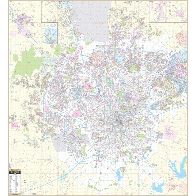 San Antonio, TX Wall Map - KA-C-TX-SANANTONIO-LAMINATED - Ultimate Globes