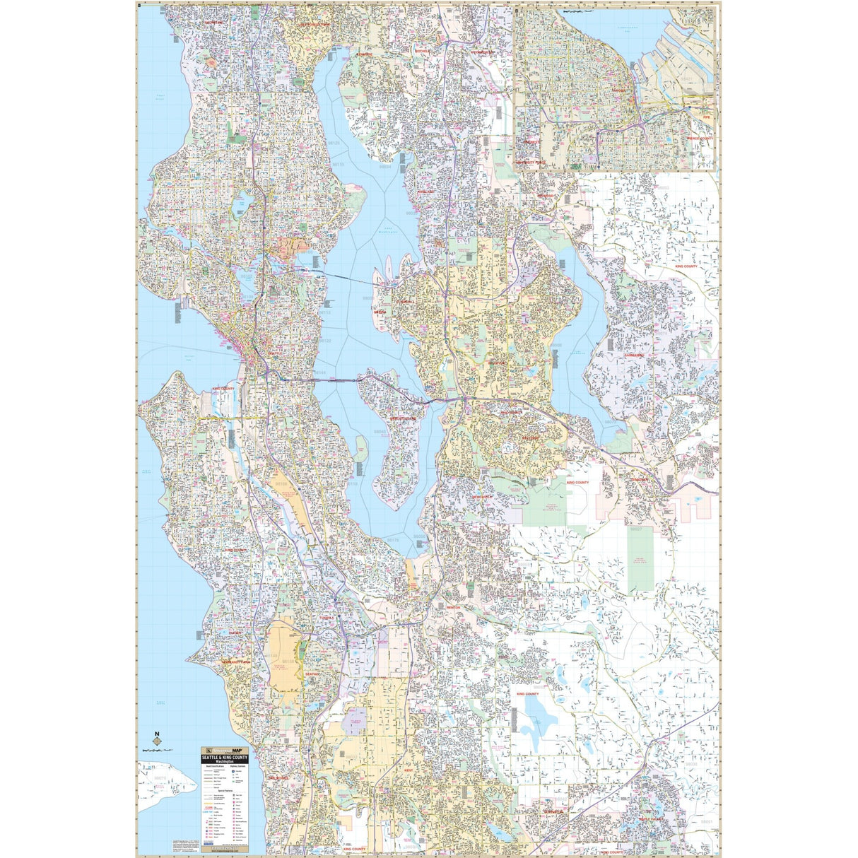 Seattle, WA Wall Map - Ultimate Globes - POD - KA - C - WA - SEATTLE - PAPER - Ultimate Globes