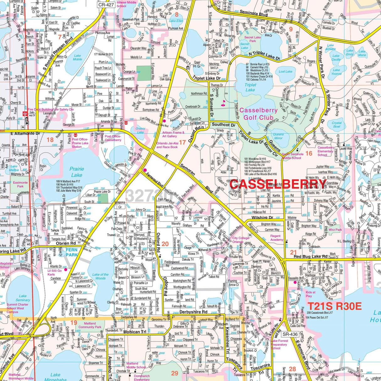 Seminole County, FL Wall Map - KA-C-FL-SEMINOLE-PAPER - Ultimate Globes
