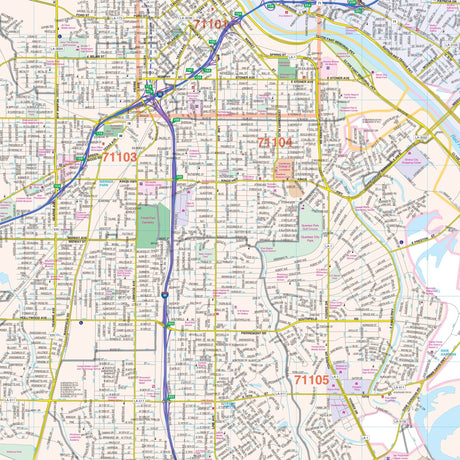 Shreveport & Bossier City, LA Wall Map - Ultimate Globes - POD - KA - C - LA - SHREVEPORT - PAPER - Ultimate Globes