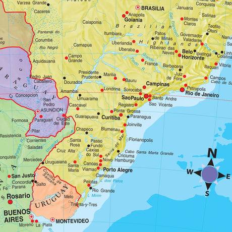 South America Advanced Political Wall Map - Ultimate Globes - POD - KA - SAM - ADV - POL - 46X42 - PAPER - Ultimate Globes