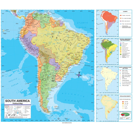 South America Advanced Political Wall Map - KA-SAM-ADV-POL-46X42-PAPER - Ultimate Globes