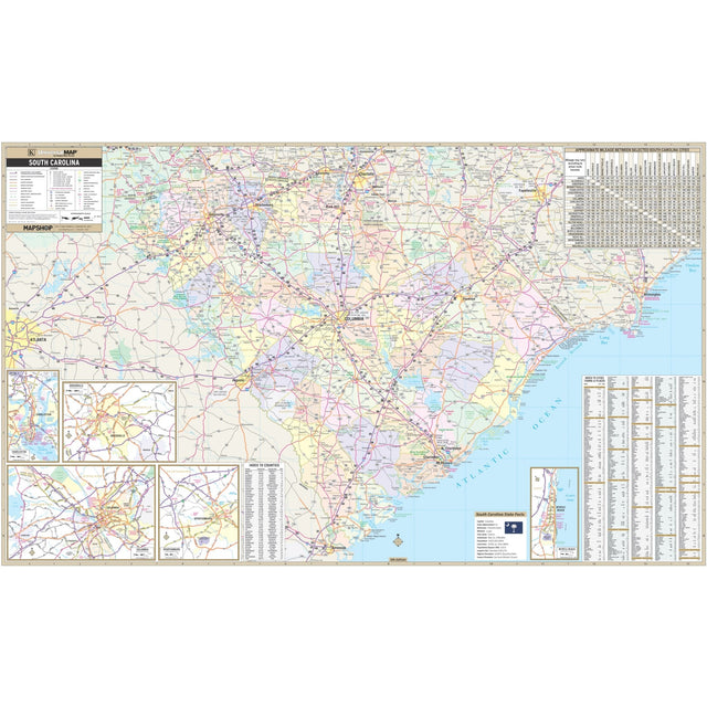 South Carolina State Wall Map - KA-S-SC-WALL-PAPER - Ultimate Globes