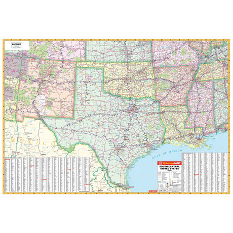 South Central United States Regional Wall Map - Ultimate Globes - POD - KA - R - US - SOUTHCENTRAL - PAPER - Ultimate Globes