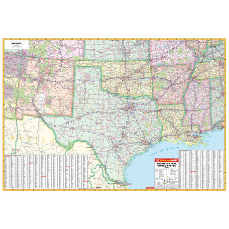 South Central United States Regional Wall Map - KA-R-US-SOUTHCENTRAL-PAPER - Ultimate Globes