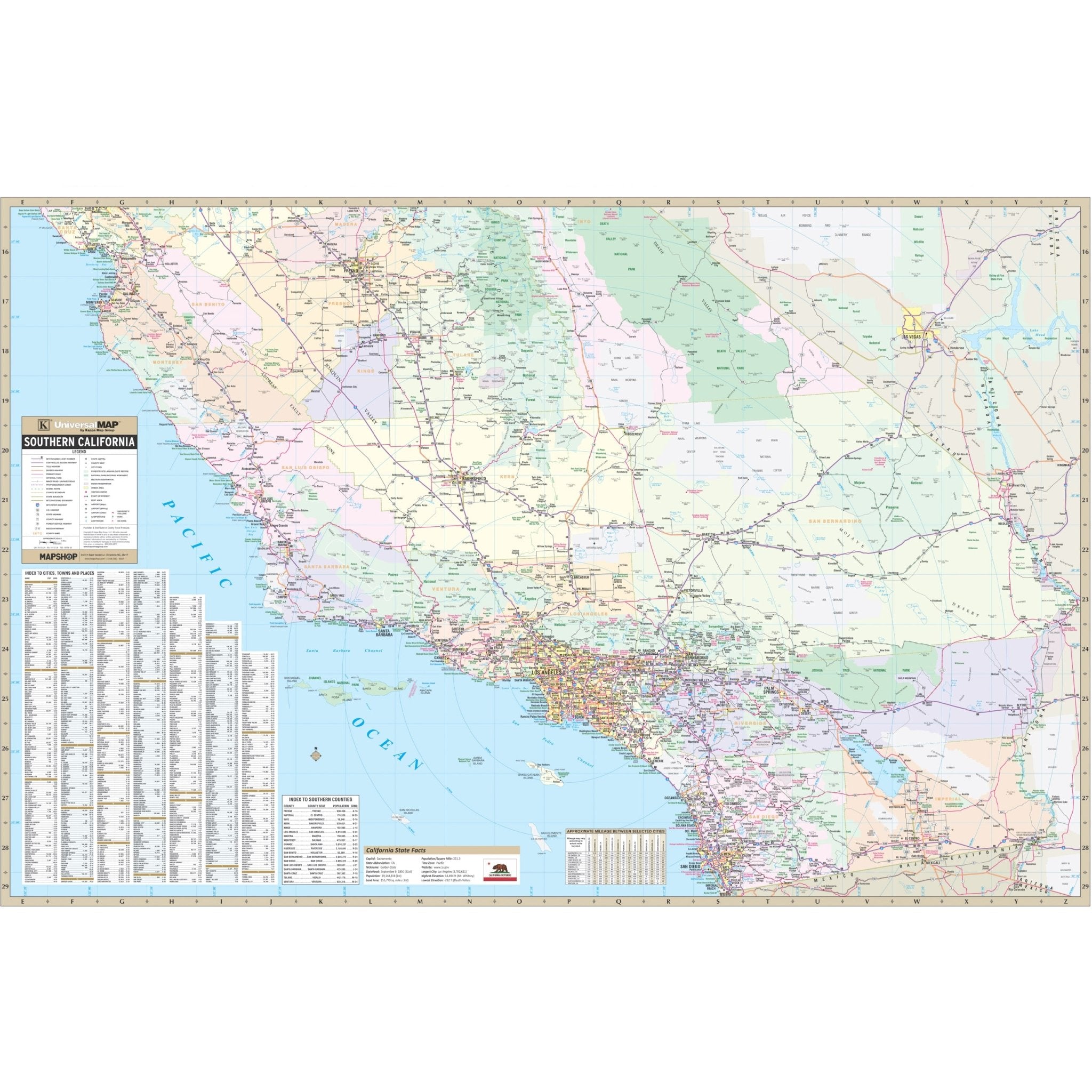 絵画 SOUTHERN CALIFORNIA ARTERIAL MAP Wall Map of Southern California | Rand McNally Publishing