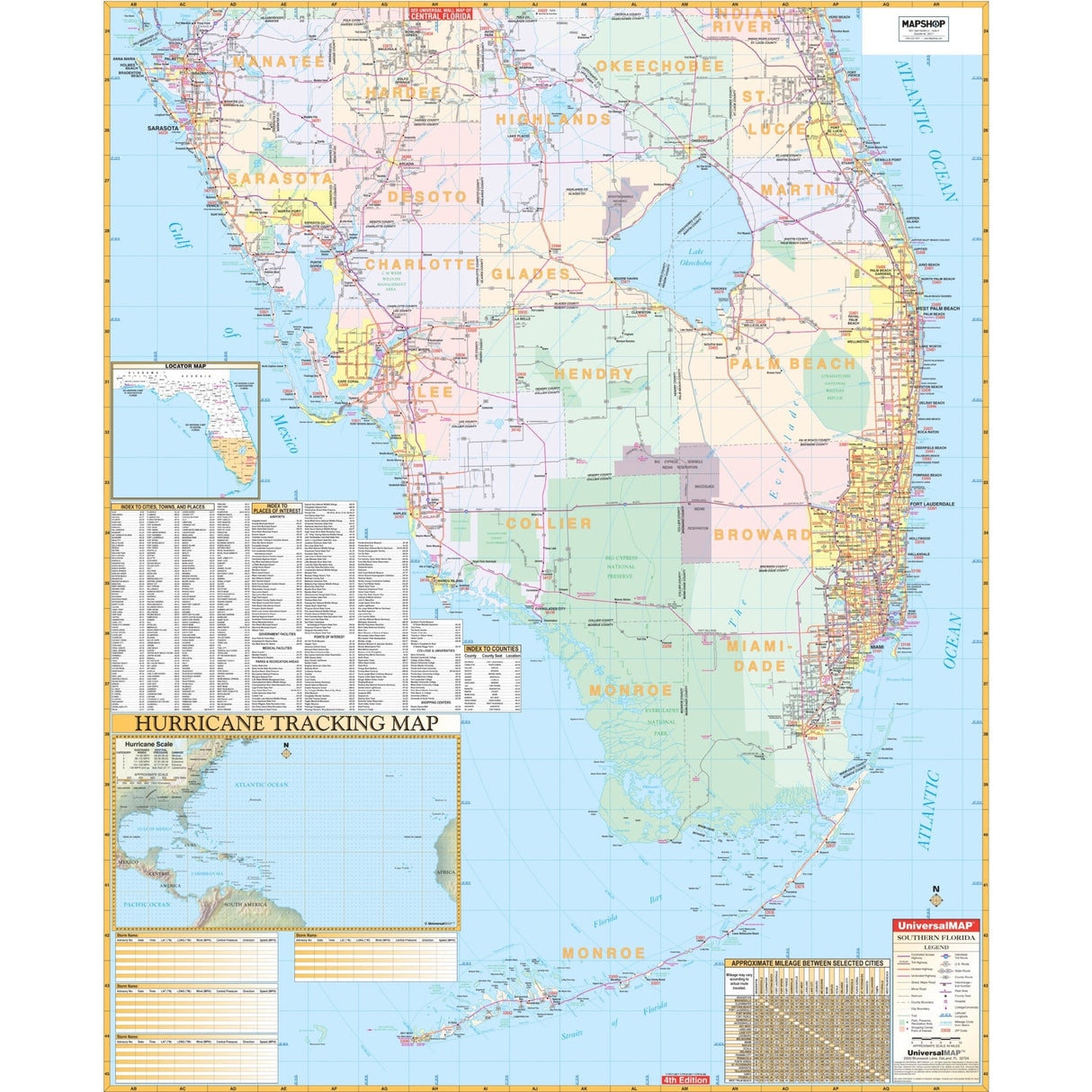 Southern Florida Regional Wall Map - Ultimate Globes - POD - KA - R - FL - SOUTHERN - PAPER - Ultimate Globes