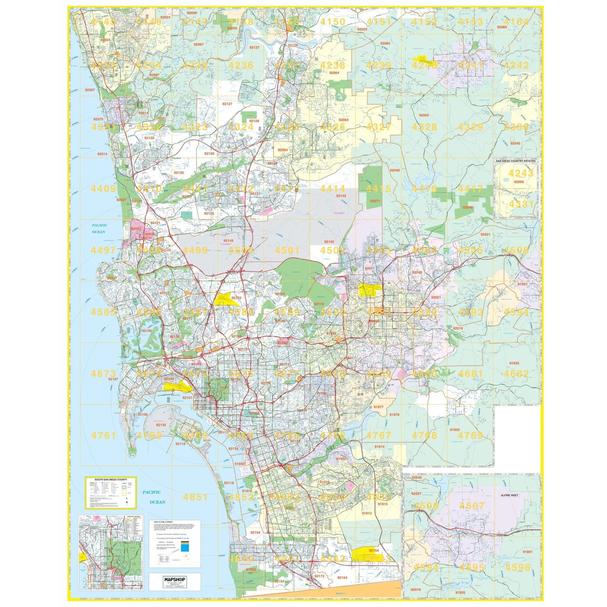 Southern San Diego County Wall Map - KA-C-CA-SANDIEGOSOUTH-PAPER - Ultimate Globes