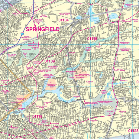 Springfield, MA Wall Map - Ultimate Globes - POD - KA - C - MA - SPRINGFIELD - PAPER - Ultimate Globes