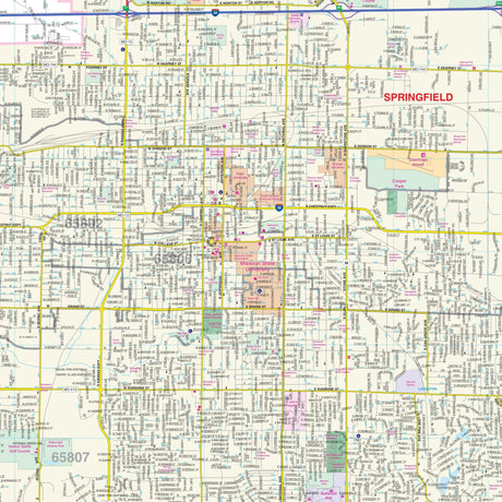 Springfield, MO Wall Map - Ultimate Globes - POD - KA - C - MO - SPRINGFIELD - PAPER - Ultimate Globes