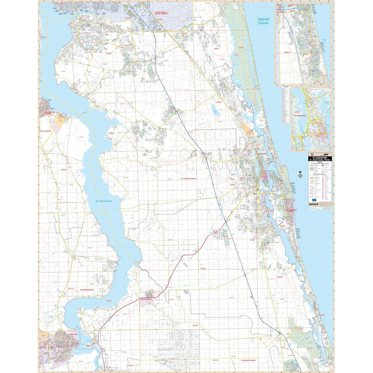 St Augustine, FL Wall Map - KA-C-FL-STAUGUSTINE-PAPER - Ultimate Globes