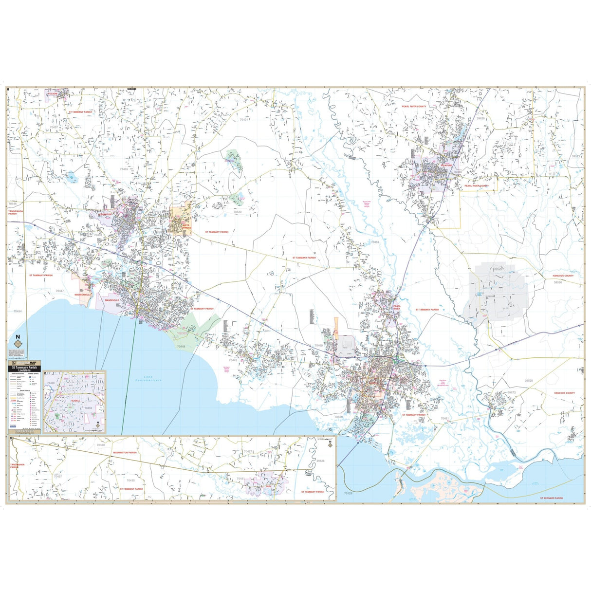 St Tammany Parish, LA Wall Map - KA-C-LA-STTAMMANY-PAPER - Ultimate Globes