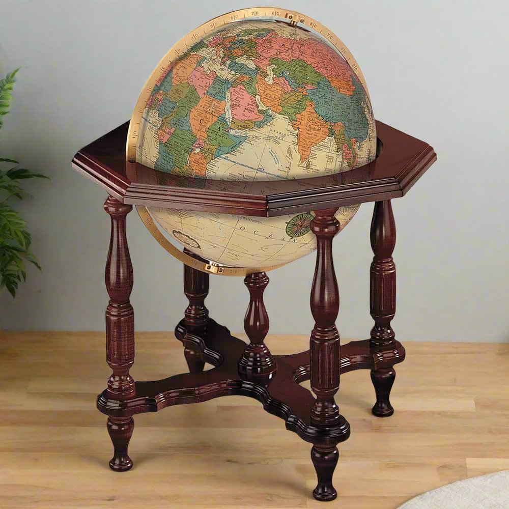 Statesman Globe – 20-Inch Illuminated Floor Globe | Antique & Blue