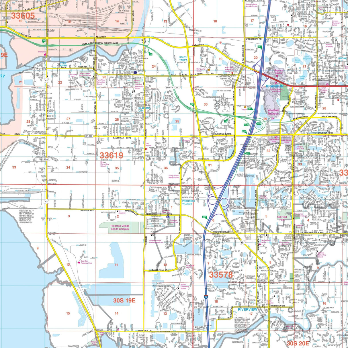 Tampa & Hillsborough County, FL Wall Map - KA-C-FL-TAMPA-LAMINATED - Ultimate Globes