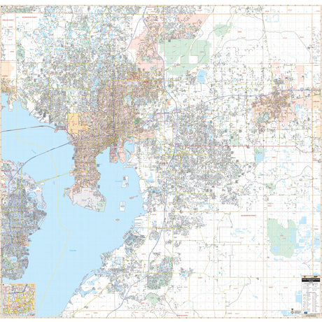 Tampa & Hillsborough County, FL Wall Map - Ultimate Globes - POD - KA - C - FL - TAMPA - LAMINATED - Ultimate Globes