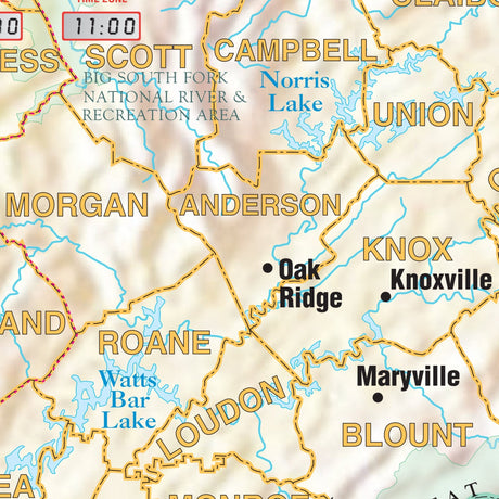 Tennessee Shaded Relief State Wall Map - Ultimate Globes - POD - KA - S - TN - SHR - 38X28 - PAPER - Ultimate Globes