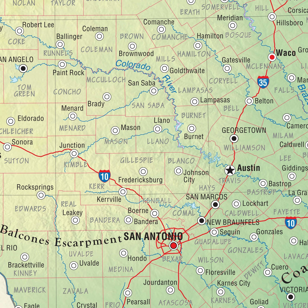 Texas Primary Thematic State Wall Map - Ultimate Globes - POD - KA - S - TX - PRMRY - PAPER - Ultimate Globes