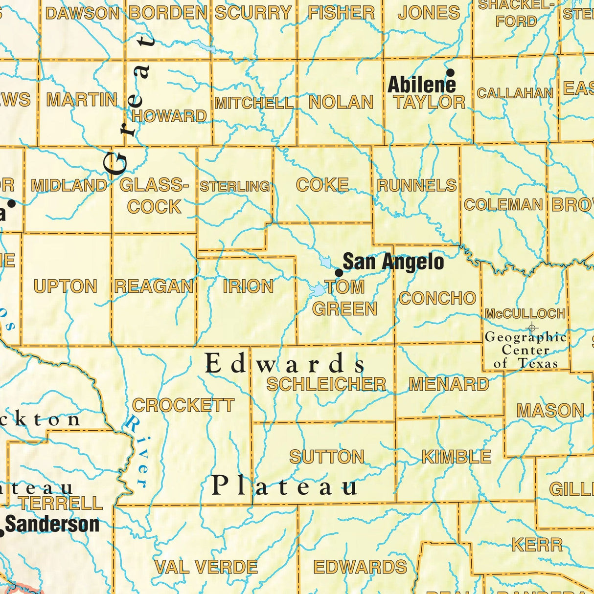 Texas Shaded Relief State Wall Map - KA-S-TX-SHR-38X34-PAPER - Ultimate Globes