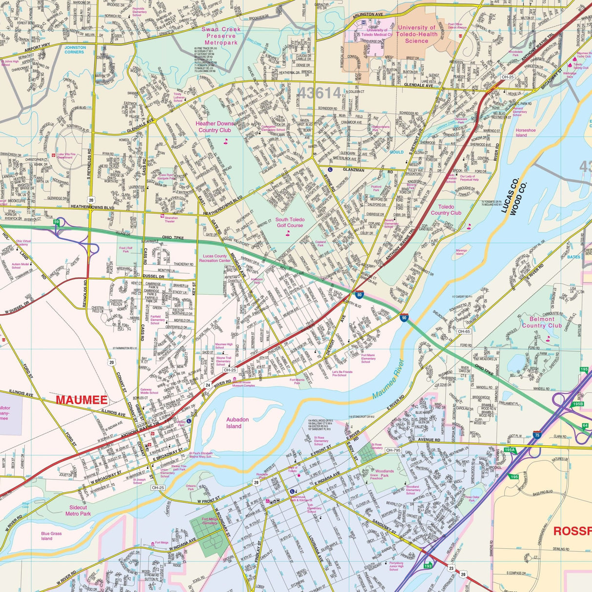 Toledo, OH Wall Map - KA-C-OH-TOLEDO-PAPER - Ultimate Globes